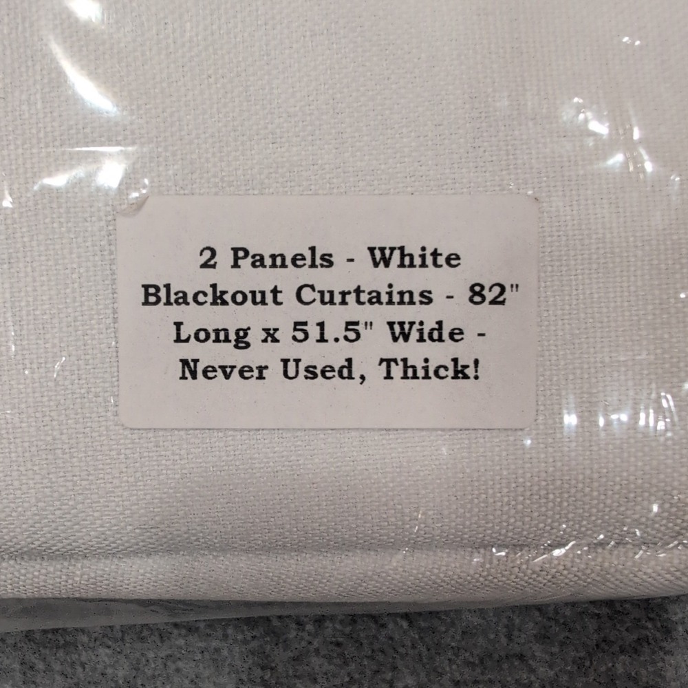 White Blackout Curtains 2 Panels 82 Inch‎ Wide 51.5 Inch Long Never Used Thick - Picture 2 of 2
